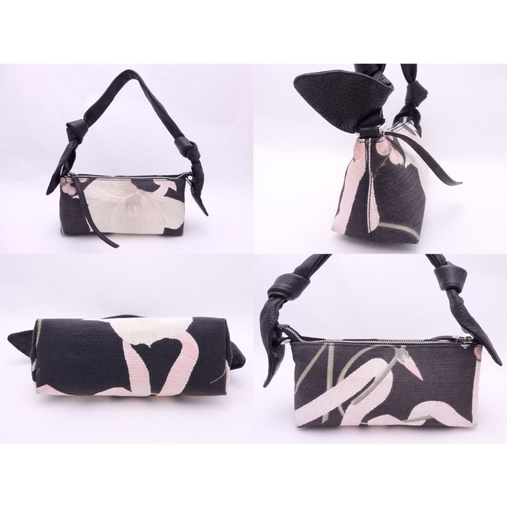 Salvatore Ferragamo Leather Bag Multicolor Canvas Flower Black Floral Shoulder